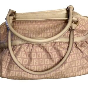 Fendi Zucca  large bag pink / Lavender Classic Leather canvas gold hardware